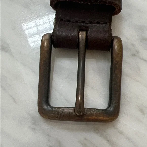 Vintage J Crew Brown Leather Belt with Studded Brass Accents - Picture 3 of 5
